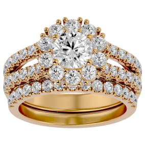 4 1/2 Carat Moissanite Bridal Set In 14 Karat Yellow Gold