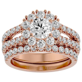 4 1/2 Carat Shape Diamond Bridal Set In 14 Karat Rose Gold