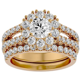 4 1/2 Carat Shape Diamond Bridal Set In 14 Karat Yellow Gold