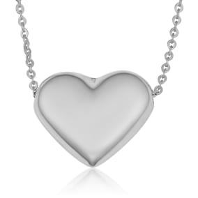 10 Karat White Gold Bubble Heart Necklace, 18 Inches
