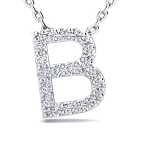 B Initial Necklace In 1.4 Karat Gold™ With 19 Diamonds, 18 Inches