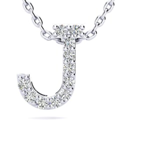 J Initial Necklace In 1.4 Karat Gold™ With 11 Diamonds, 18 Inches