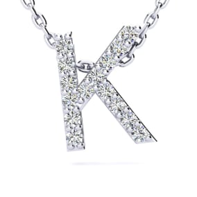 K Initial Necklace In 1.4 Karat Gold™ With 15 Diamonds, 18 Inches