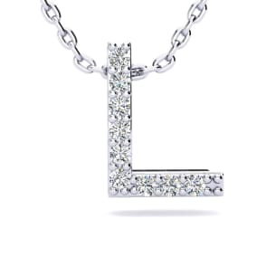 L Initial Necklace In 1.4 Karat Gold™ With 9 Diamonds, 18 Inches