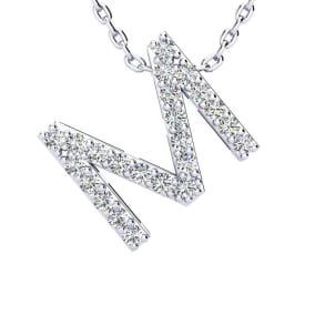 M Initial Necklace In 1.4 Karat Gold™ With 23 Diamonds, 18 Inches