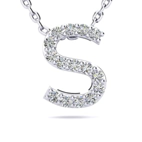 S Initial Necklace In 1.4 Karat Gold™ With 15 Diamonds, 18 Inches