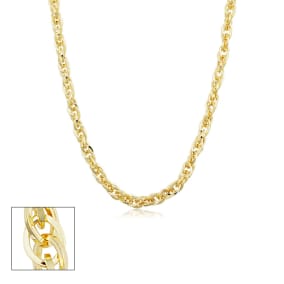 5.2mm Double Cable Link Chain Necklace, 18 Inches, Yellow Gold