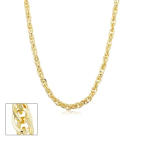 5.2mm Double Cable Link Chain Necklace, 20 Inches, Yellow Gold