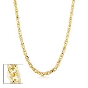 5.2mm Double Cable Link Chain Necklace, 24 Inches, Yellow Gold