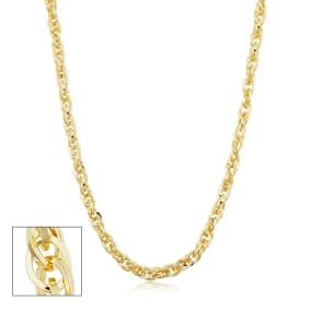 5.2mm Double Cable Link Chain Necklace, 30 Inches, Yellow Gold