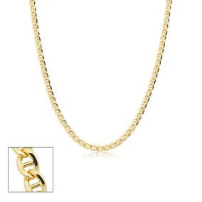 3.4mm Mariner Link Chain Necklace, 16 Inches, Yellow Gold