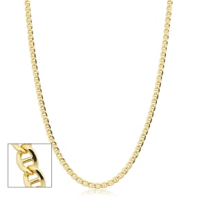 3.4mm Mariner Link Chain Necklace, 36 Inches, Yellow Gold