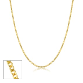 2.1mm Round Cable Link Chain Necklace, 18 Inches, Yellow Gold
