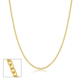 2.1mm Round Cable Link Chain Necklace, 20 Inches, Yellow Gold