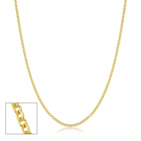 2.1mm Round Cable Link Chain Necklace, 24 Inches, Yellow Gold