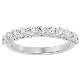 3/4 Carat Moissanite Wedding Band In 14 Karat White Gold