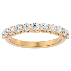 3/4 Carat Moissanite Wedding Band In 14 Karat Yellow Gold