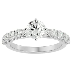 1 3/4 Carat Moissanite Engagement Ring In 14 Karat White Gold