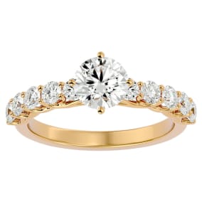 1 3/4 Carat Moissanite Engagement Ring In 14 Karat Yellow Gold