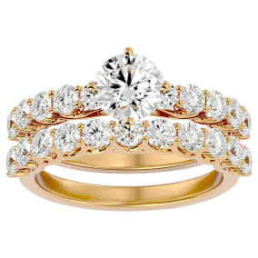2 1/2 Carat Moissanite Bridal Set In 14 Karat Yellow Gold