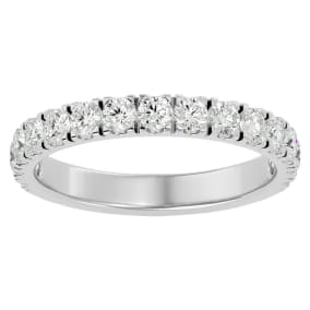 1 Carat Moissanite Wedding Band In 14 Karat White Gold