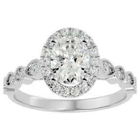 1 1/3 Carat Oval Shape Moissanite Engagement Ring In 14 Karat White Gold