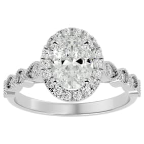 1 3/4 Carat Oval Shape Moissanite Engagement Ring In 14 Karat White Gold