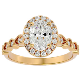 1 3/4 Carat Oval Shape Moissanite Engagement Ring In 14 Karat Yellow Gold