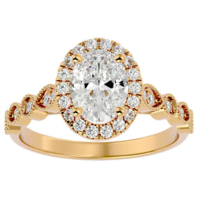 1 3/4 Carat Oval Shape Diamond Engagement Ring In 14 Karat Yellow Gold