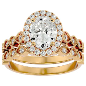 2 1/2 Carat Oval Shape Diamond Bridal Set In 14 Karat Yellow Gold