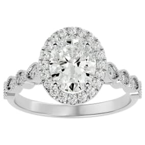 2 1/2 Carat Oval Shape Diamond Engagement Ring In 14 Karat White Gold