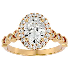 2 1/2 Carat Oval Shape Diamond Engagement Ring In 14 Karat Yellow Gold