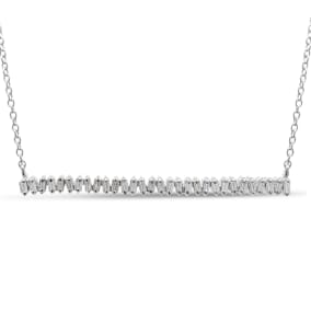 1/3 Carat Baguette Diamond Bar Necklace In Sterling Silver, 16 Inches. Brand New Amazing Baguette Diamond Necklace!