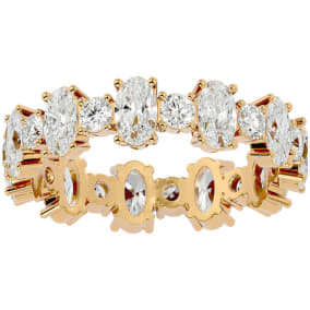 Eternity Ring Size 7.5 3 1/2 Carat Oval and Round Moissanite Eternity Ring In 14 Karat Yellow Gold