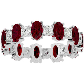 Eternity Ring Size 9.5 3 3/4 Carat Ruby and Diamond Eternity Ring In 14 Karat White Gold