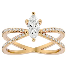 1 Carat Marquise Shape Diamond Engagement Ring In 14 Karat Yellow Gold