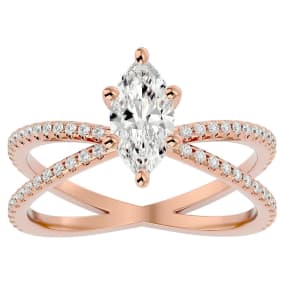 1 1/4 Carat Marquise Shape Diamond Engagement Ring In 14 Karat Rose Gold