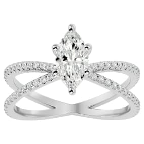 1 1/4 Carat Marquise Shape Diamond Engagement Ring In 14 Karat White Gold