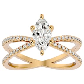 1 1/4 Carat Marquise Shape Diamond Engagement Ring In 14 Karat Yellow Gold