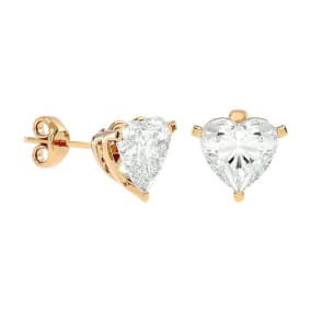 1 1/2 Carat Heart Shape Moissanite Stud Earrings In 14 Karat Yellow Gold