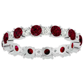 Eternity Ring Size 5 1 1/2 Carat Ruby and Moissanite Eternity Ring In 14 Karat White Gold
