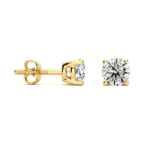 3/4 Carat Natural Diamond Stud Earrings In 14 Karat Yellow Gold