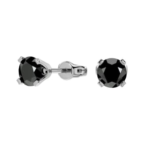 3/4ct Black Diamond Stud Earrings in 14k White Gold