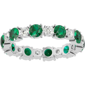 Eternity Ring Size 6 2 1/4 Carat Emerald and Diamond Eternity Ring In 14 Karat White Gold
