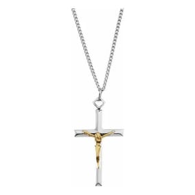 Large Mens Cross Necklace In Sterling Silver, 24 Inches