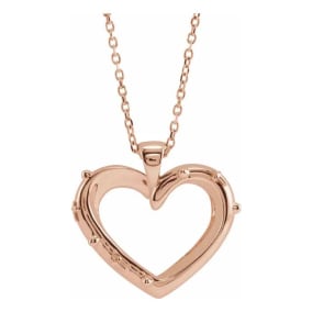 Rosary Heart Necklace In 14 Karat Rose Gold, 16-18 Inches