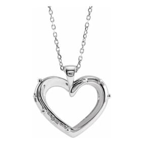Rosary Heart Necklace In 14 Karat White Gold, 16-18 Inches