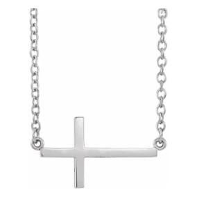 Sideways Cross Necklace In 14 Karat White Gold, 16-18 Inches