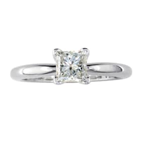 Cheap Engagement Rings, 1/3 Carat Princess Diamond Solitaire Engagement Ring in 14K White Gold