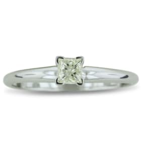 Cheap Engagement Rings, 1/3 Carat Princess Diamond Solitaire Engagement Ring in 14K White Gold